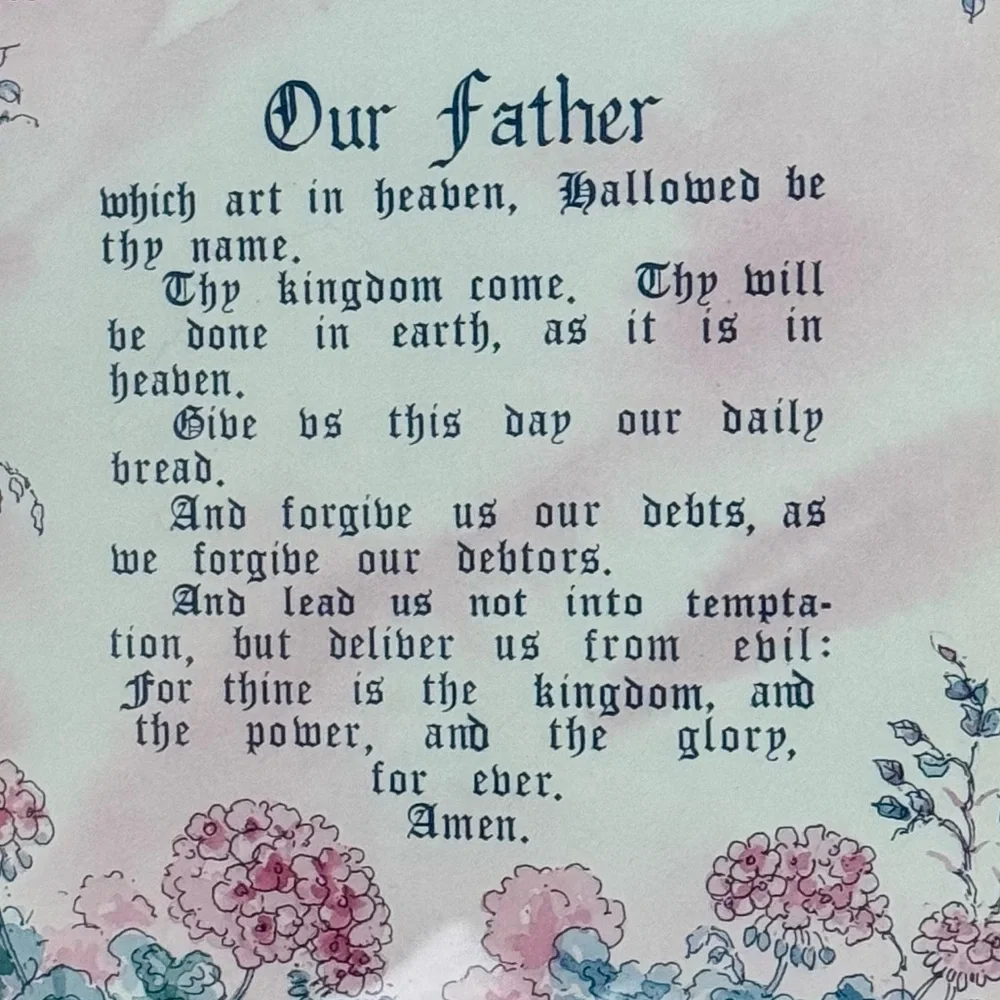 ⁠Vintage Home Interiors Our Father Lord's Prayer Framed Glass Art C Humphrey⁠